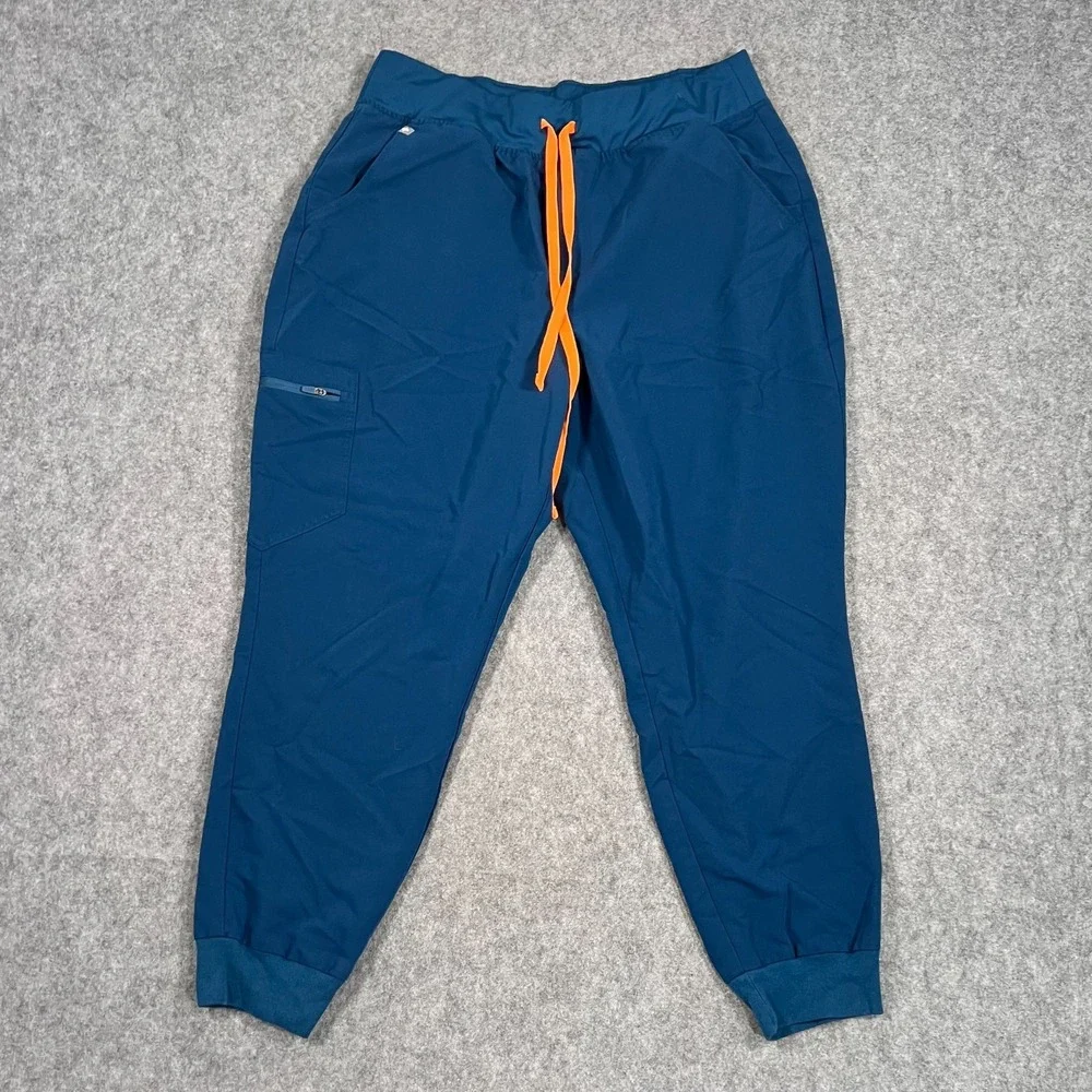 Figs Teal Orange High Waisted Zamora Jogger Scrub Pants‎ Women's Size XL Petite